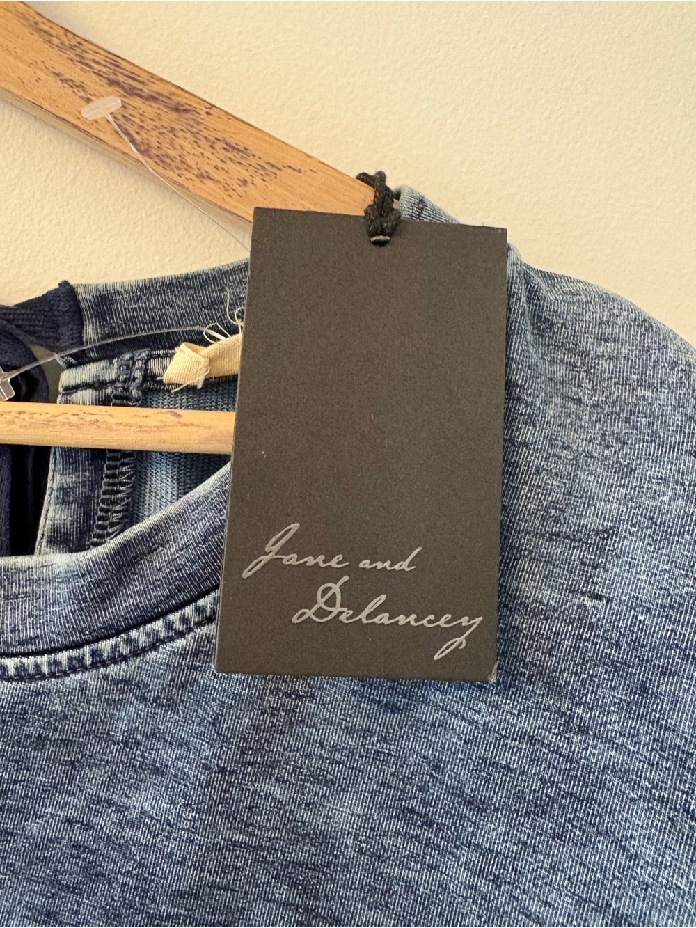 Jane and Delancey Washed Denim Blue Sweatshirt Top - Picture 2 of 5